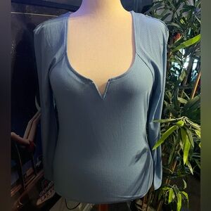 Like New VENUS Light Blue Sexy Long Sleeve Top